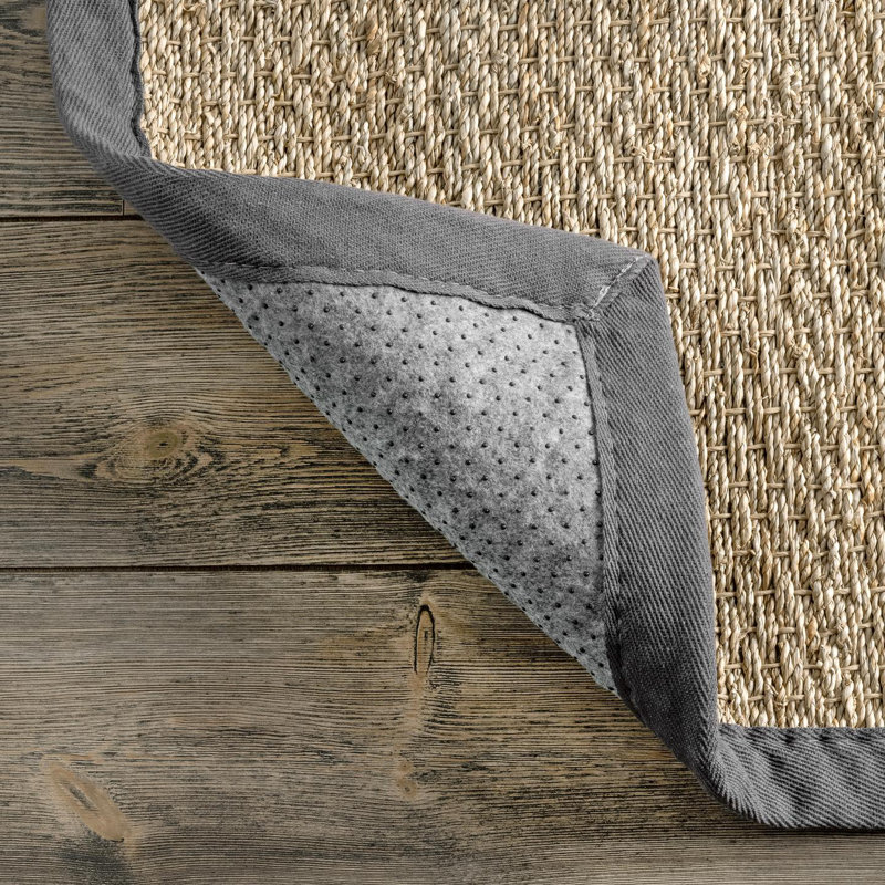 Stephanne Farmhouse Seagrass Natural/Dark Gray Area Rug, Rectangle 3' x 5'