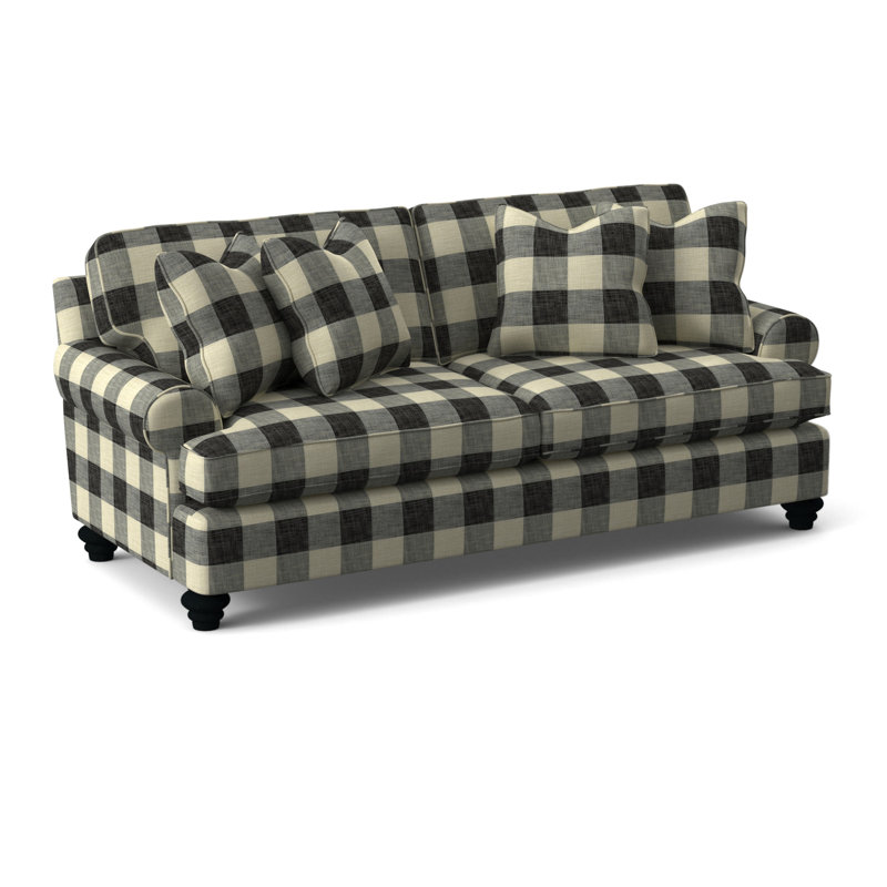 Lowell 86'' Upholstered Sofa, Black Finish, Black Buffalo Check; 0120-81