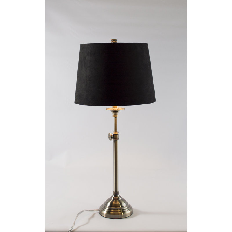 Lampe de table 30 ", Suède noir, Laiton antique