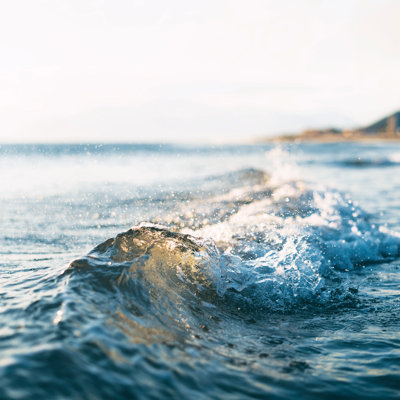 Clear White And Blue Wave With Spray - Wrapped Canvas Print