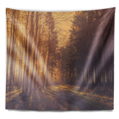 Tapisserie «Pine Tree Forest By Road»