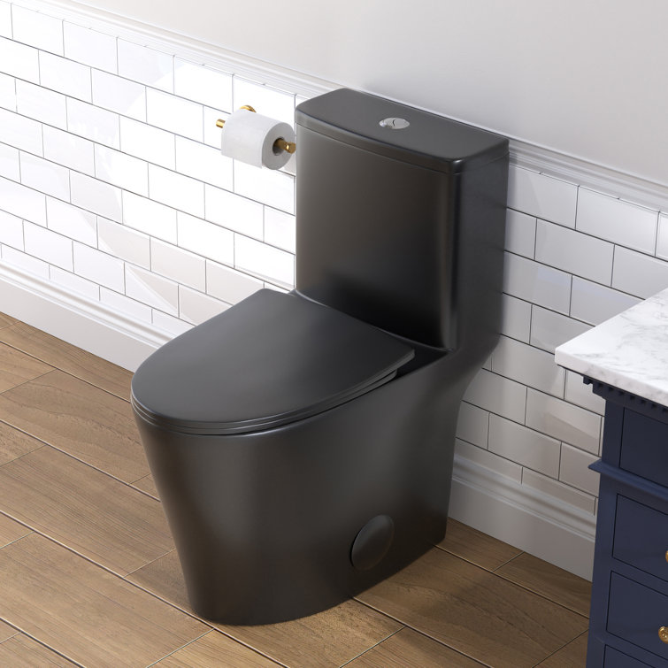 Elongated One Piece Toilet with Comfort Seat Height 17.3", Power Dual Flush 0.8/1.28 GPF and MAP 1000g