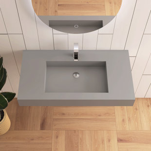 35'' Wall Mounted Bathroom Sink Solid Surface Sink