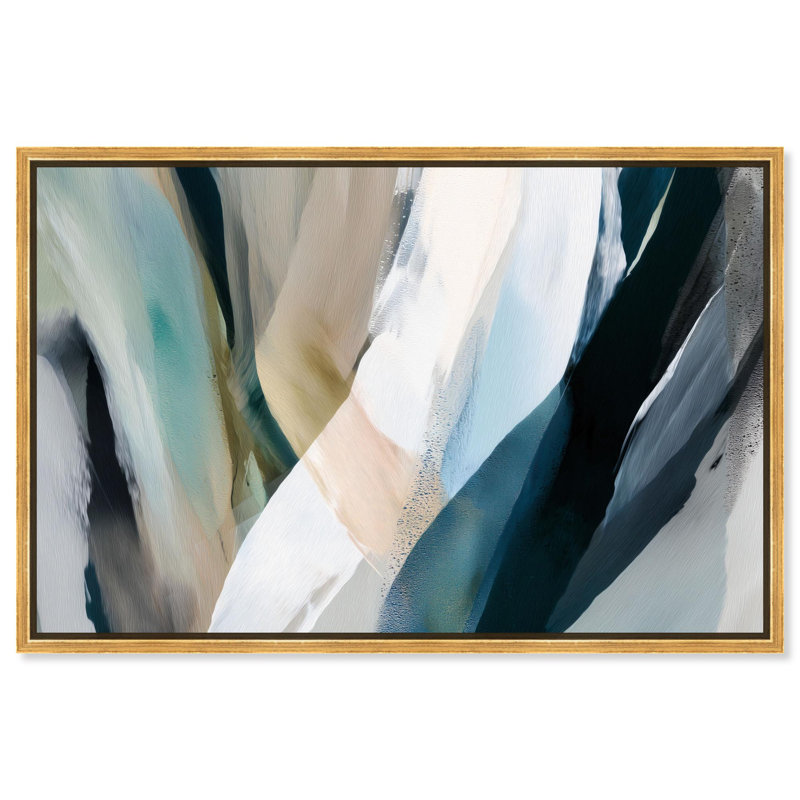Sweeping Forms II Canvas Abstract Wall Art by , 11" H x 16" W, Gold Floater Framed