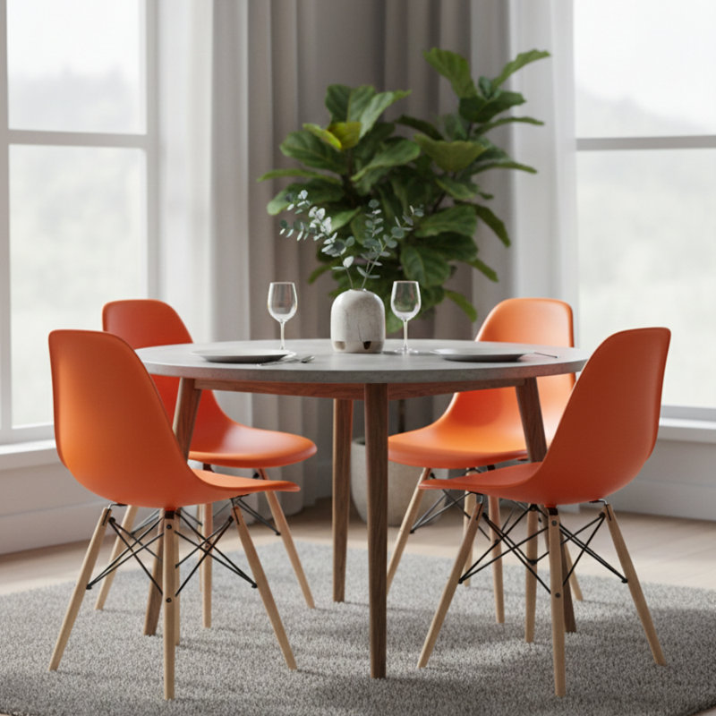Neveyah Plastic Dining Chair, Orange