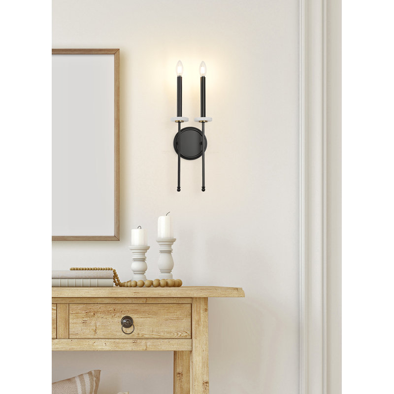Gaultier 20.5 inch Matte Black+Mordern Gold 2 Light Wall Sconce, Matte Black+Mordern Gold