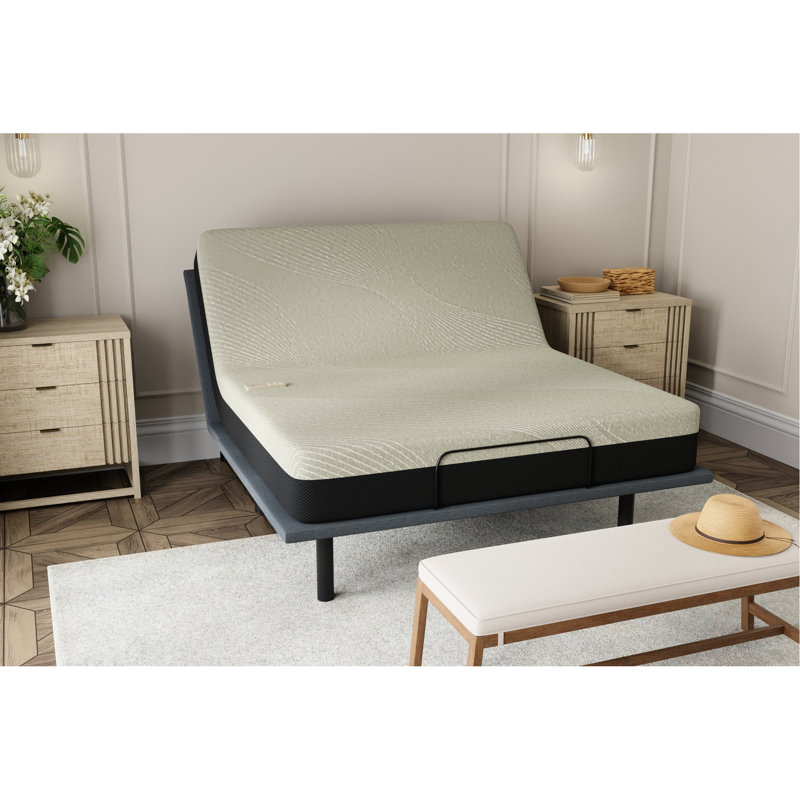 Matelas de 12 po pour grand lit, mousse viscoélastique imprégnée de gel avec dessus serré, 3 po Mousse alvéolée, support pour disque dur, housse à fermeture éclair, grand lit noir et gris