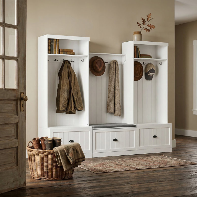 Aadian Hall Tree 90.7'' Wide with Bench and Shoe Storage