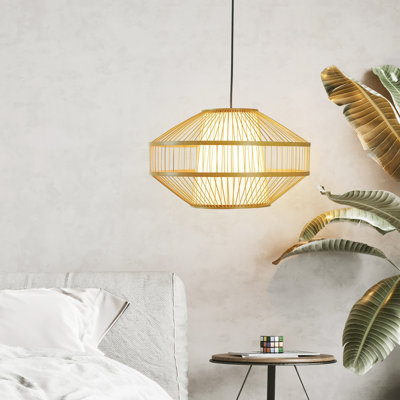 Luminaire suspendu lanterne moderne en bambou pour hall d'entrée et salon, moyen