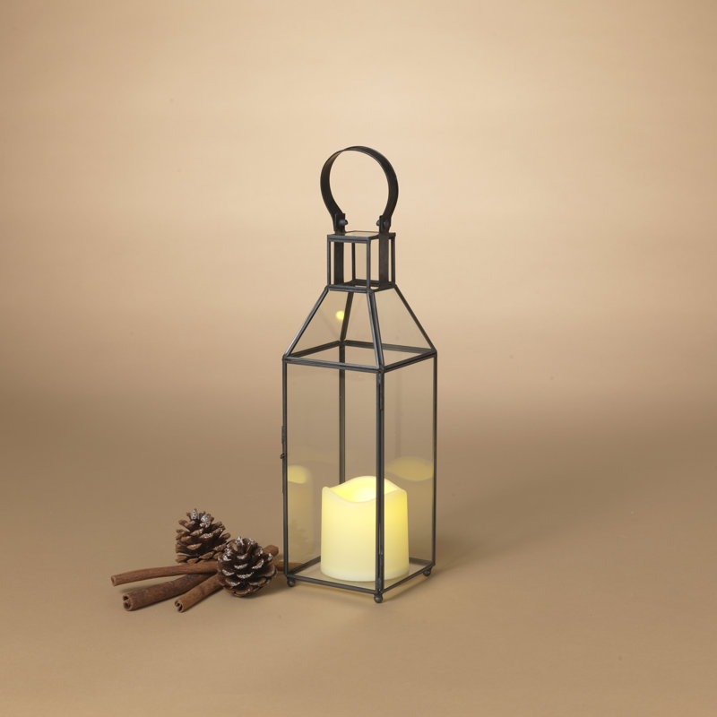 Estate style 14.8 in H Metal and Glass Holiday Lantern