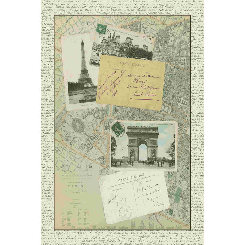 Carte rétro de Paris, H 18 po x l 12 po