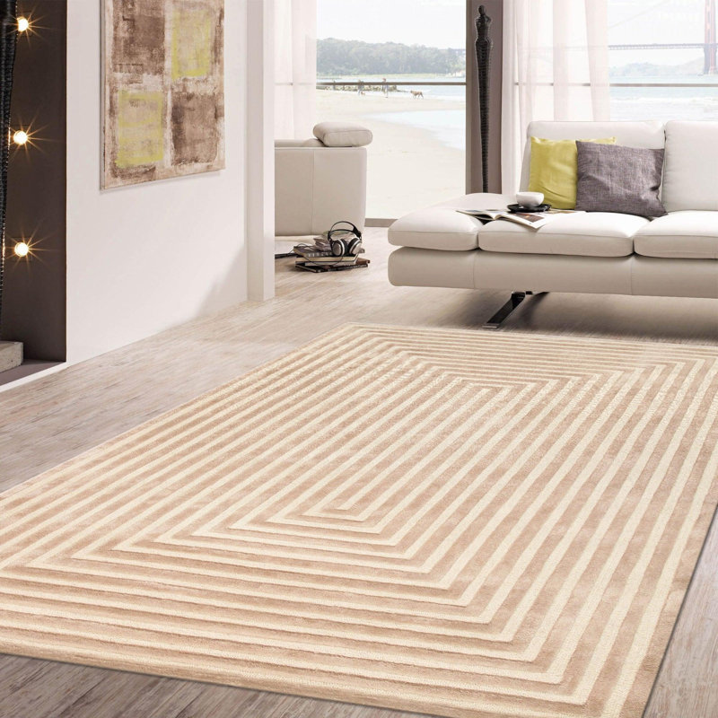 Tapis rectangulaire unique de 6 pi x 9 pi beige / brun One-of-a-Kind