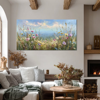  Wildflower Canvas Wall Art - Nature-Inspired Wildflower Pictures Wall Decor, Vibrant Flower Canvas Wall Art for Bedroom, Spring Theme Floral Paintings for Home Decoration, 12×24 inches