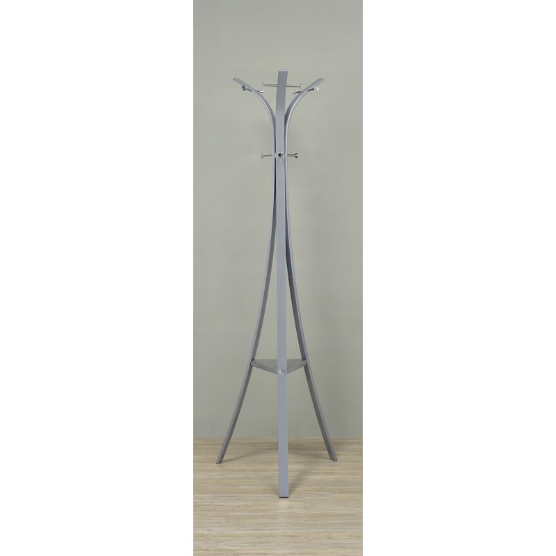 Iron Freestanding 9 - Hook Coat Rack, Silver