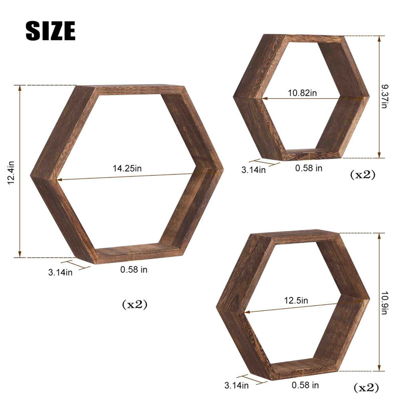 6 Piece Solid Wood Accent Shelf, Brown