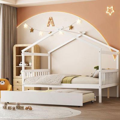 Lit en bois avec lit gigogne simple pour enfants, idéal pour les jeux créatifs et un sommeil confortable