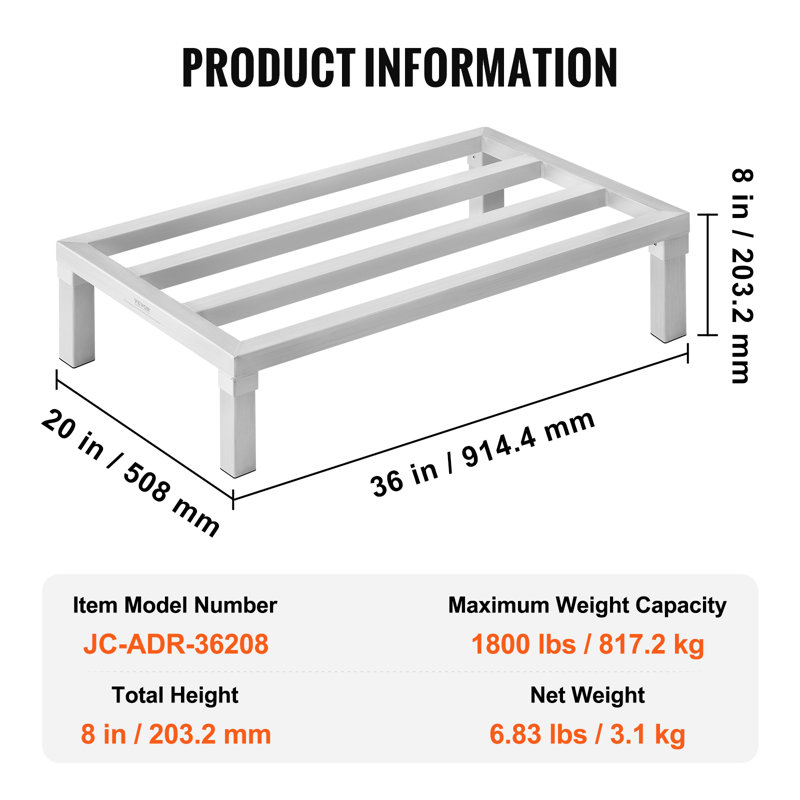 Aluminium Storage Rack, 20.3cm H x 91.4cm W x 50.8cm D