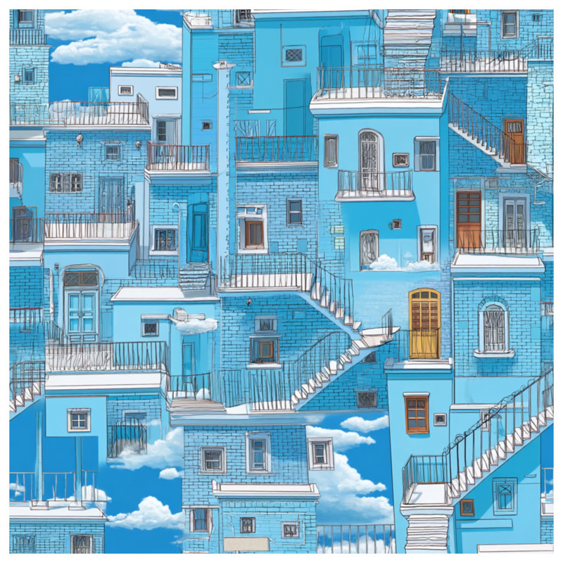 Tapisserie «Buildings Wall - Architecture», H 104 po x 88 avec 4 œillets
