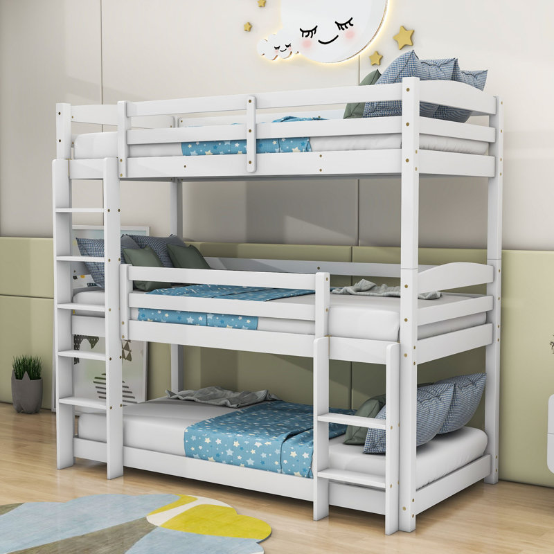 Bartev European Single (90 X 200 Cm) Etagenbett Standardbetten with Built-in Ladder Included, White