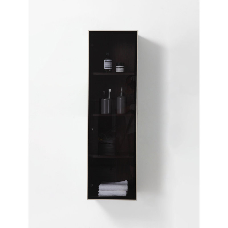 Luce 13" Wall-Mounted Side Cabinet, Dark Walnut/Dark Gold