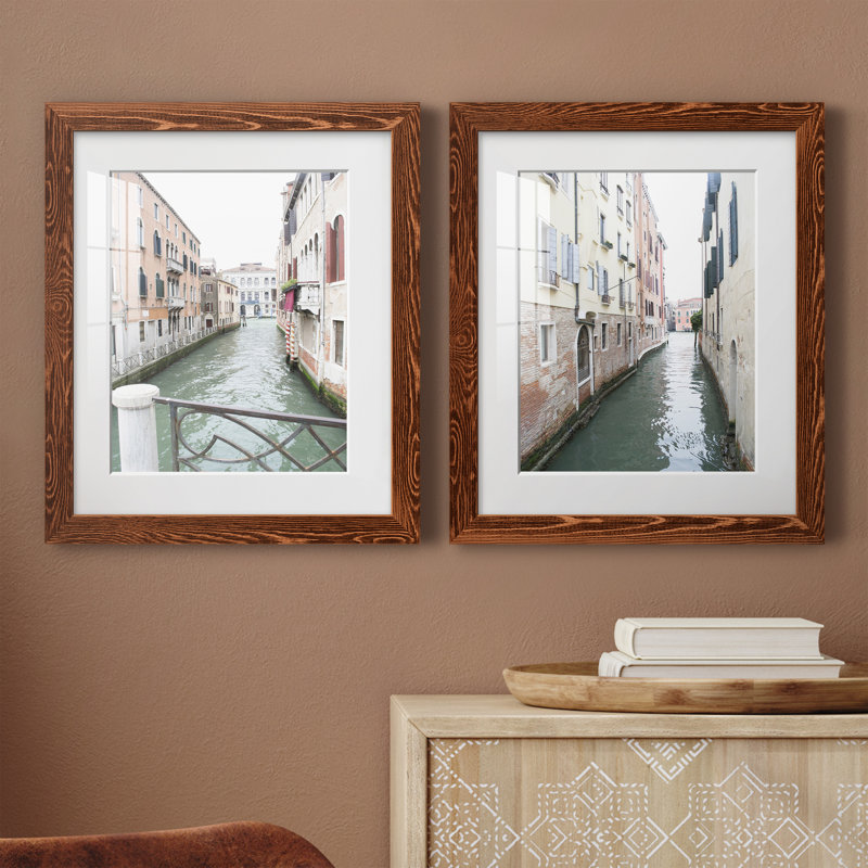 «Venice Canal I», ensemble de 2 reproductions de photos, H 20 po x l 34 po x P 1,5 po, Papier avec cadre érable