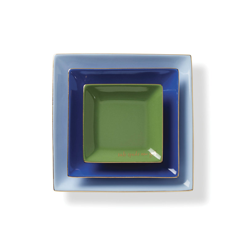Make It Pop Neutral Black 3-Piece Tray Set, Green/Blue
