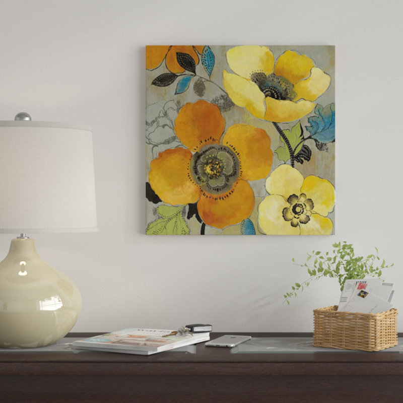 « jaune et orange », reproduction d’art sur toile, H 12 po x l 12 po x P 1,5 po, Toile tendue, Pas de tapis