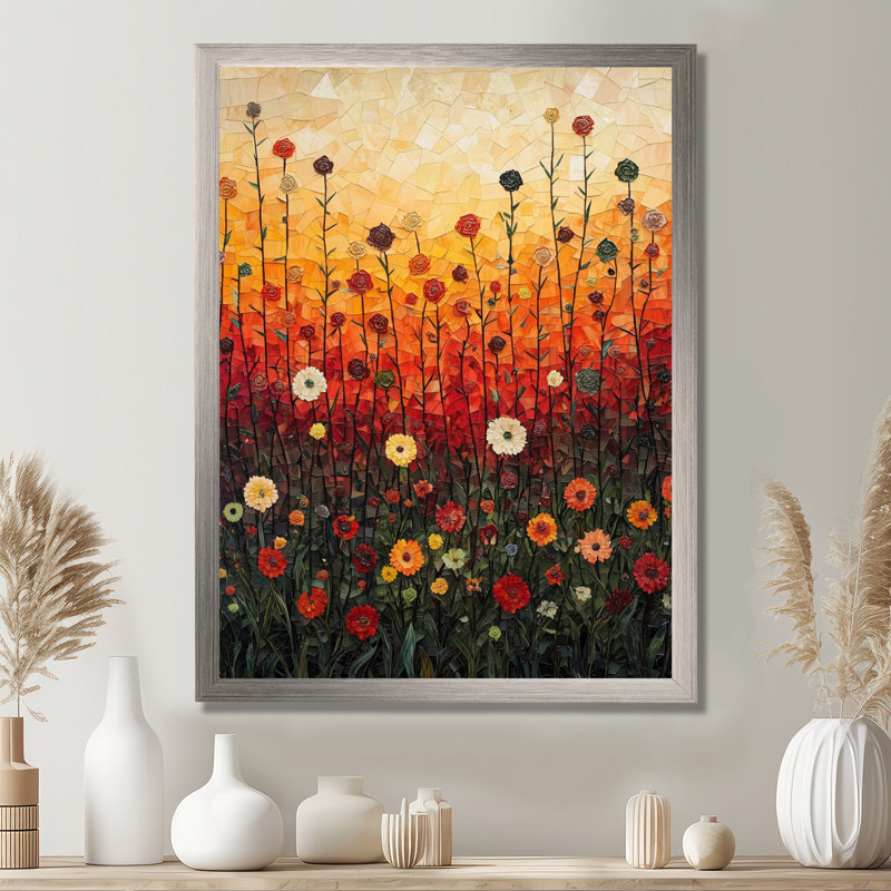 Bayley - art mural floral, Argent argent, H 20 po x l 12 po, Reproduction encadrée d'une seule photo
