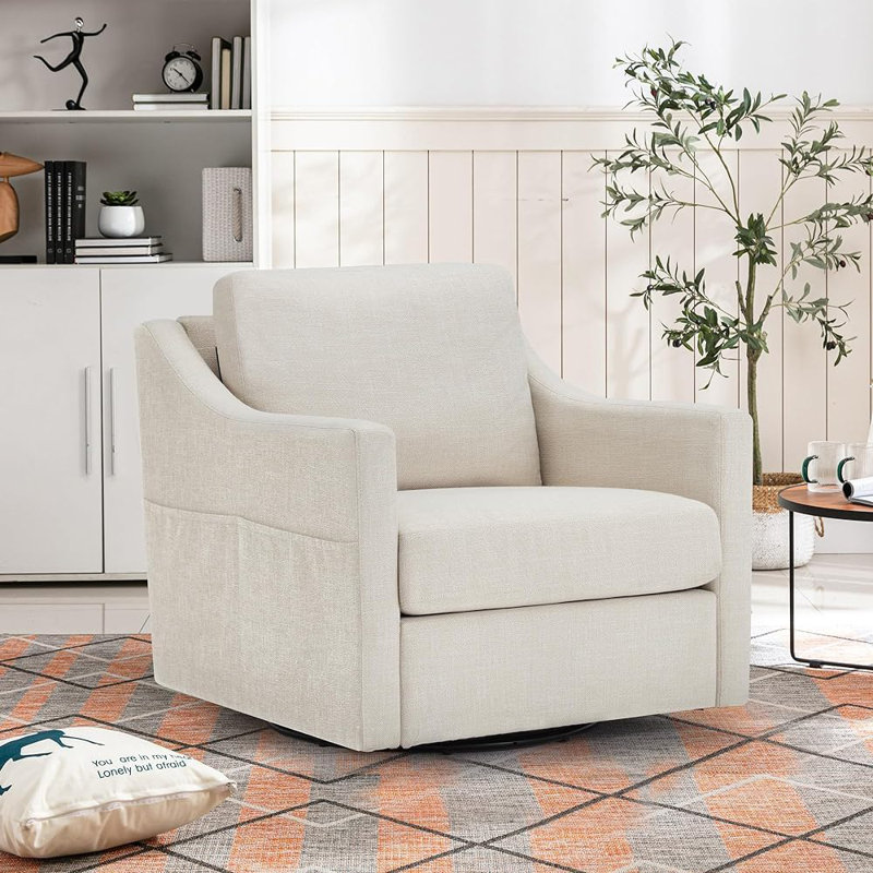 Chaise berçante en tissu, Beige