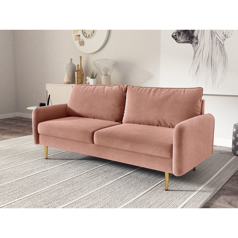 Javonta 70'' Upholstered Sofa, Rose Velvet