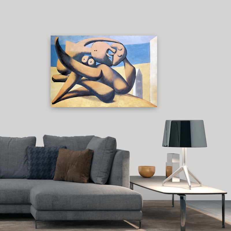 Figure By The Sea Abstract Classic Geometric Beach Wall Art Print by Pablo Picasso - Wrapped Canvas Print
