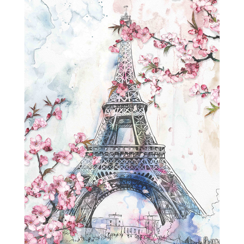 Fleurs de cerisier à Paris, reproduction d'art sur toile 15,5 po x 19,5 po, décoration murale pour chambre à coucher, salon