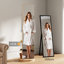 Miroir pivotant sur 360 ° avec support de rangement, miroir à cadre en bois pour la chambre à coucher et le salon