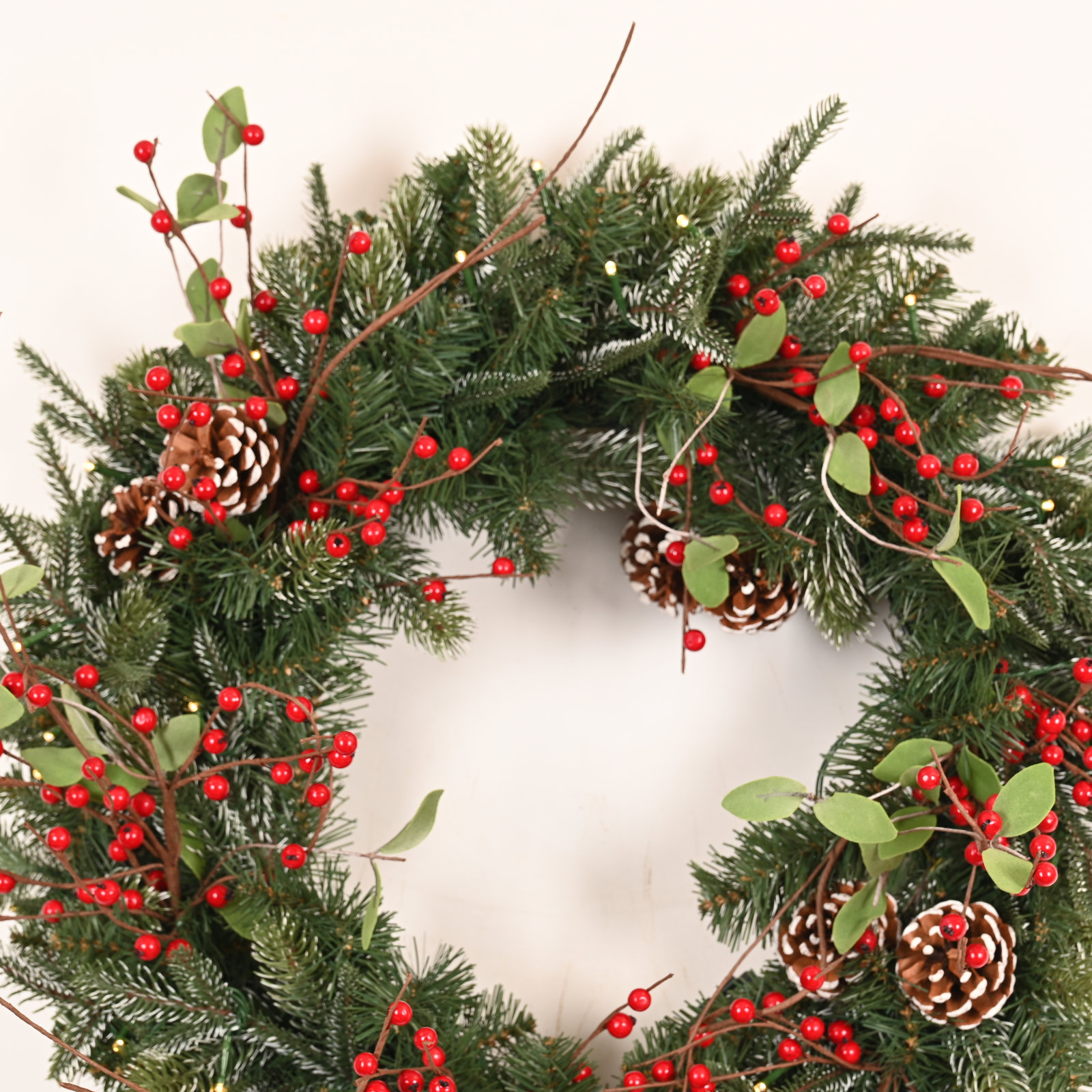24" W Pre-Lit Frosted Artificial Wreath