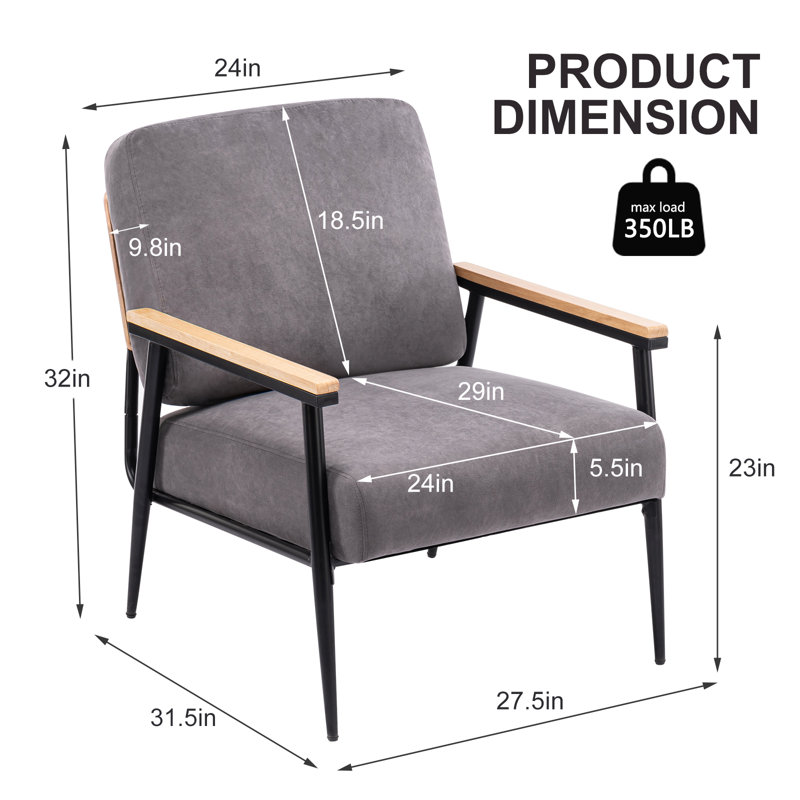 Fauteuil club 27,5 po en velours capitonné