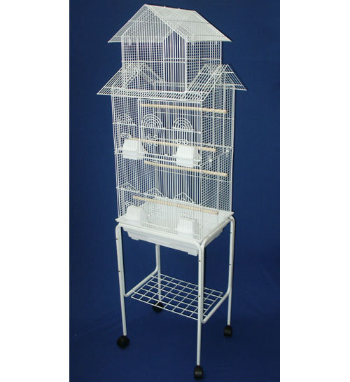 Cage à oiseaux avec support pagode top Hoffman, Blanc