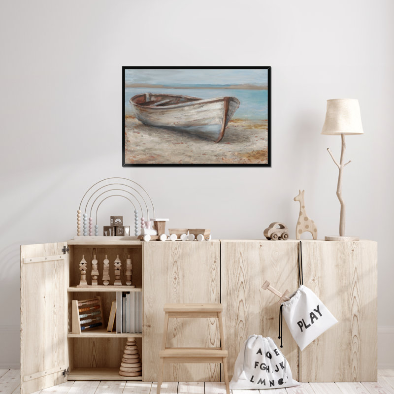 Whitewashed Boat I by Ethan Harper - Painting, Black Framed Paper Print, 65cm H x 95cm W