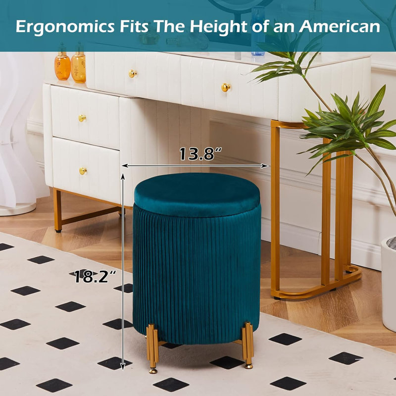 Ozite Velvet Ottoman, Teal 