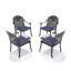 Chaise de patio en fonte d'aluminium 4 pièces avec structure et coussins noirs-894073600