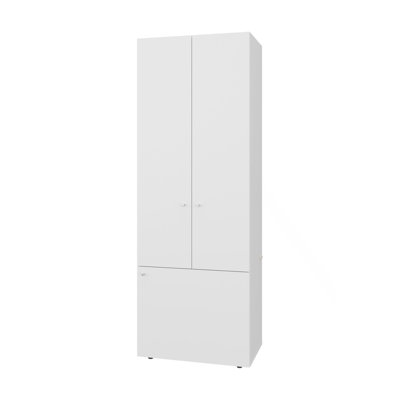 Armoire-penderie blanche à 3 portes avec 4 tablettes