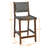 24" Counter Height Bar Stools Set of 2,Gray  Woven Faux Leather Seat & Back, Solid Wood Frame with Walnut Finish-894670858-894478454