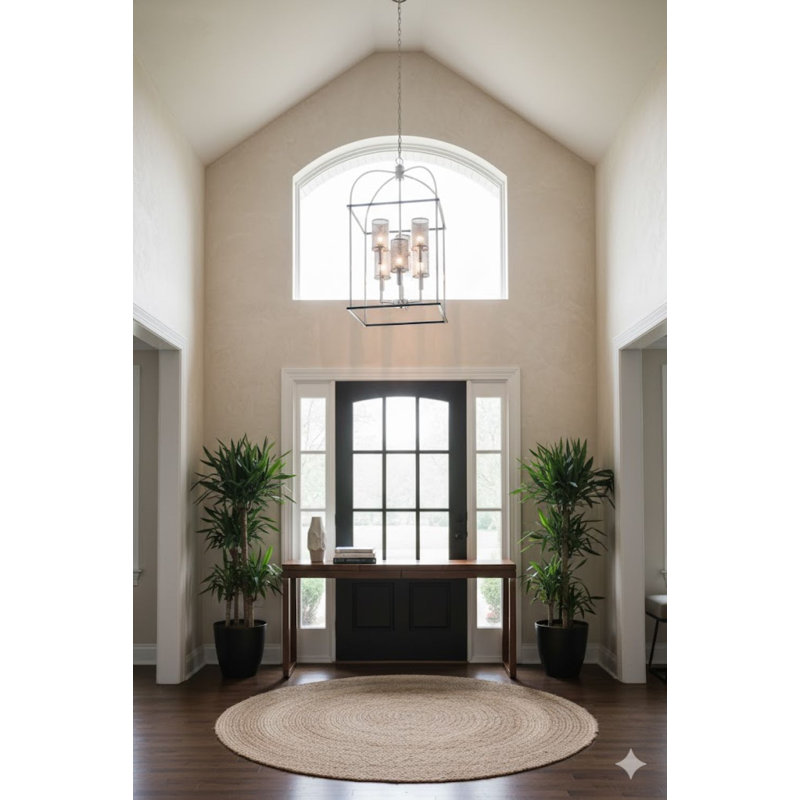 Modern 6-Light Chrome Chandelier With Metal Shades