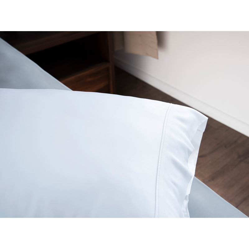 Ensemble de draps 350 fils en rayonne de bambou Simply Eco Simply Eco, Taie d'oreiller taille très grand, Blanc