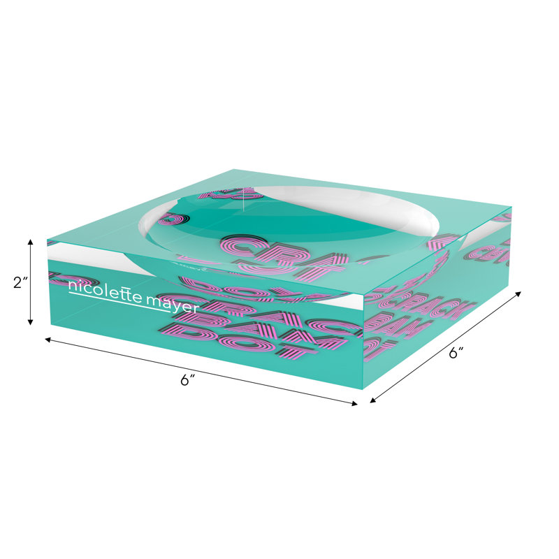 Square Abstract Decorative Tray, 6"W x 6"D x 2"H, Acqua Pink