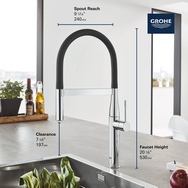 Essence New Single Handle Kitchen Faucet with SilkMove® and with Accessories, Matte Black