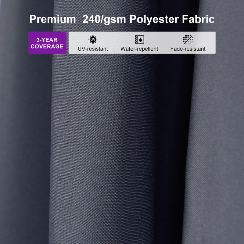 3.3m x 2.5m Rectangular Cantilever Parasol, Grey