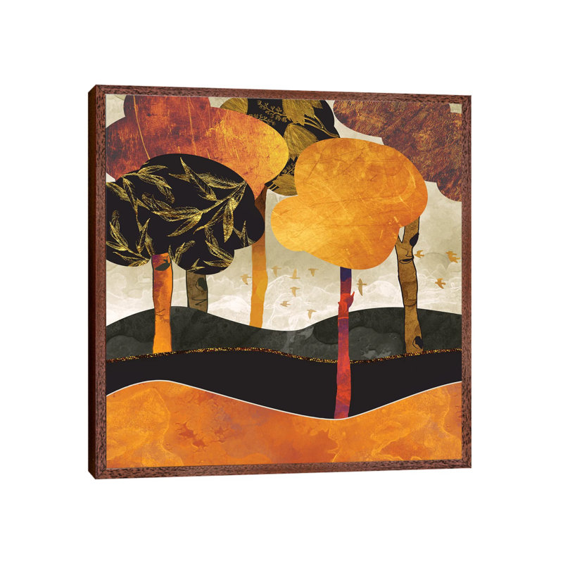 Metallic Forest - Print on Canvas, 93.98 cm H x 93.98 cm W, Classic Brown Wood Framed