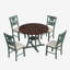 Table de salle à manger 5 pièces et 4 chaises en tissu avec pieds de table et tablette de rangement-1783293430