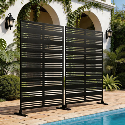 Metal Privacy Screen With Block Pattern