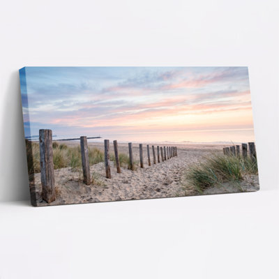 Plage coucher de soleil sur toile, ensemble de 1 reproduction d'art sur toile